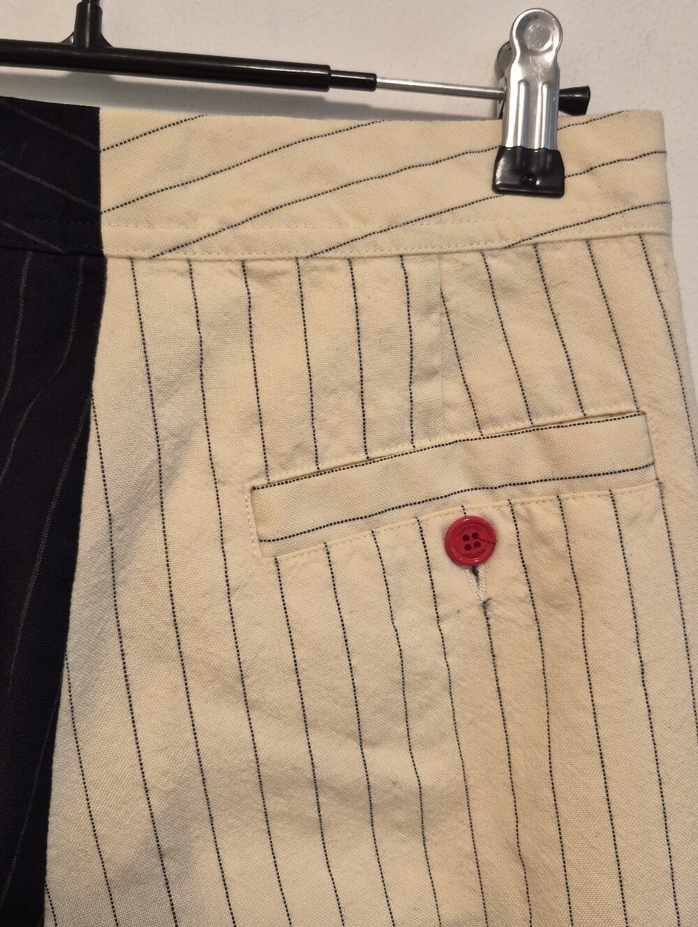 Off-White c/o Virgil Abloh Pinstripe Trousers Split Black/Cream Women's Sz 27 - Picture 8 of 10